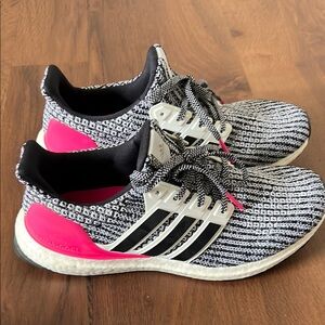 Adidas Ultraboost Black and Pink Running Shoes